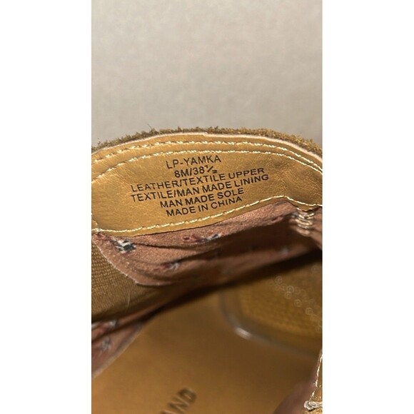 LUCKY BRAND Yamka Leather Suede Wedge Bootie Camel Tan BOOTS Sz 8 Woman’s - Picture 7 of 10